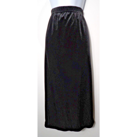 Bentley Dresses & Skirts - Vtg Bently Plus 1X Maxi Skirt Velvet Black Slits Whimsy Goth Fairy Pull On